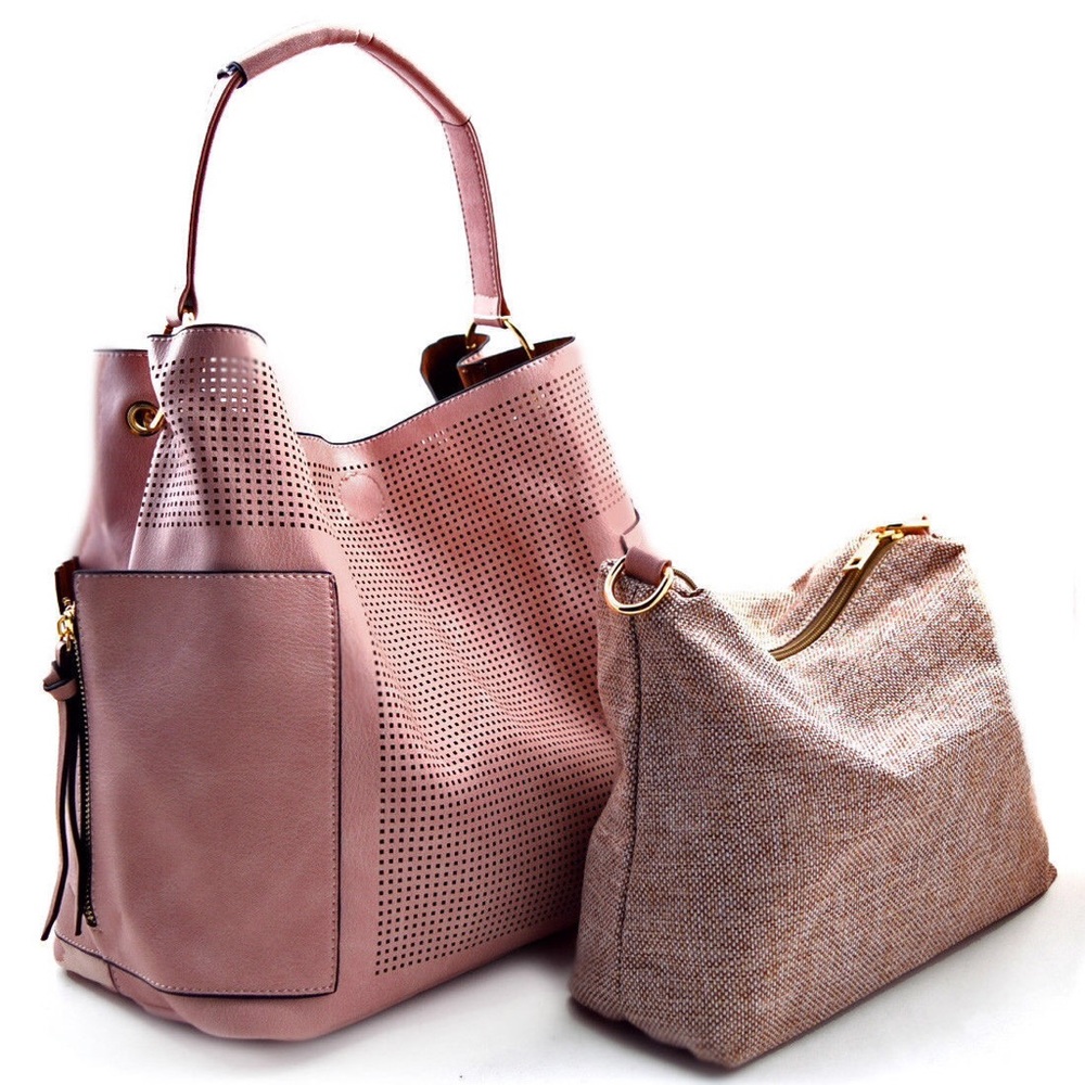 Le Miel Perforated Side Pocket Tote w/ Inner Bag